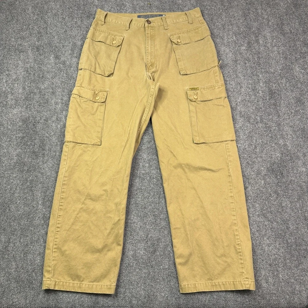 Vintage Levis Mens Cargo Pants 36x34 Khaki Canvas Baggy Relaxed Skater Y2K